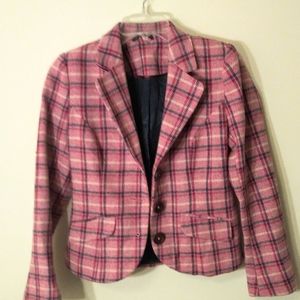 Boden Pink Plaid Blazer